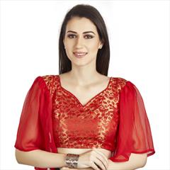 Red and Maroon color Blouse in Brocade fabric with Weaving work : 1765754
