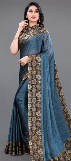 Casual Blue color Saree in Chiffon fabric with Classic Printed work : 1766667