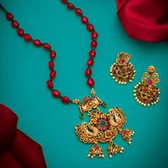 Multicolor color Necklace in Copper studded with Kundan & Gold Rodium Polish : 1767043