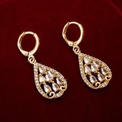 White and Off White color Earrings in Metal Alloy studded with Austrian diamond & Gold Rodium Polish : 1767076