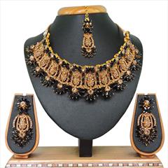 Black and Grey color Necklace in Metal Alloy studded with CZ Diamond & Gold Rodium Polish : 1767126