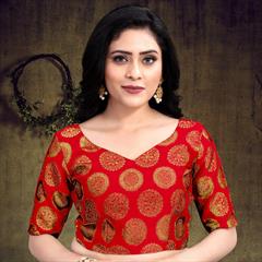 Red and Maroon color Blouse in Brocade fabric with Weaving work : 1767184