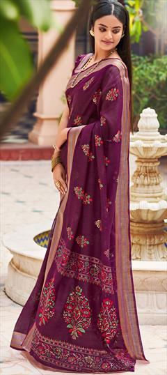 Traditional Pink and Majenta color Saree in Chanderi Silk, Silk fabric with South Weaving work : 1767851