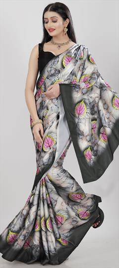 Casual, Traditional Multicolor color Saree in Satin Silk, Silk fabric with South Digital Print, Floral, Printed work : 1771212
