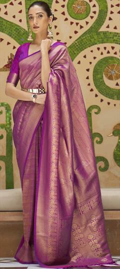Casual, Traditional Pink and Majenta color Saree in Handloom fabric with Bengali Weaving work : 1772059