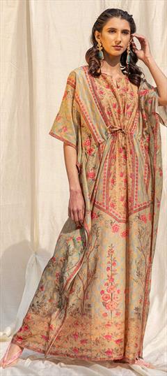 Multicolor color Kaftan in Art Silk fabric with Digital Print, Floral work : 1772640