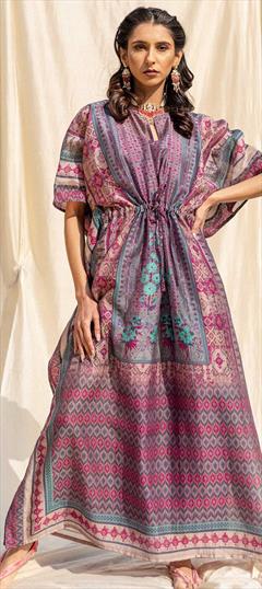 Multicolor color Kaftan in Art Silk fabric with Digital Print, Floral work : 1772644