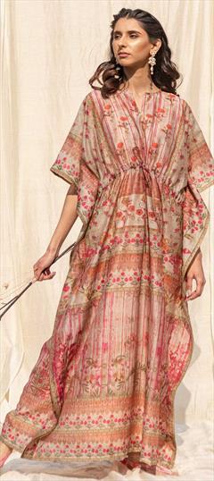 Multicolor color Kaftan in Art Silk fabric with Digital Print, Floral work : 1772649