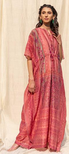 Multicolor color Kaftan in Art Silk fabric with Digital Print, Floral work : 1772650