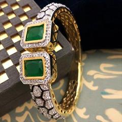 Green color Bracelet in Metal Alloy studded with CZ Diamond & Gold Rodium Polish : 1773422
