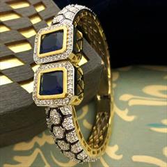 Blue color Bracelet in Metal Alloy studded with CZ Diamond & Gold Rodium Polish : 1773424