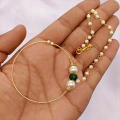 White and Off White color Nose Ring in Metal Alloy studded with Pearl & Gold Rodium Polish : 1773556