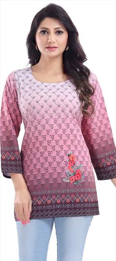 Casual Multicolor color Kurti in Crepe Silk fabric with Short, Straight Floral, Printed work : 1773775