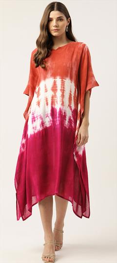 Multicolor color Kaftan in Rayon fabric with Printed, Tye n Dye work : 1773788