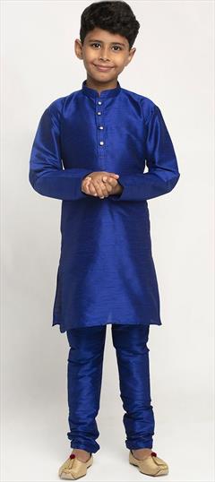 Blue color Boys Kurta Pyjama in Art Dupion Silk fabric with Thread work : 1774338