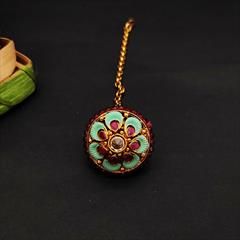 Multicolor color Mang Tikka in Brass, Copper, Metal Alloy studded with CZ Diamond & Gold Rodium Polish : 1775396
