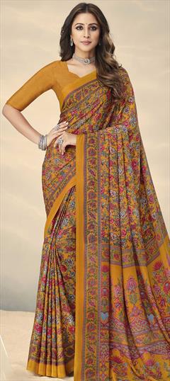 Casual, Traditional Multicolor color Saree in Crepe Silk, Silk fabric with South Floral, Printed work : 1775608
