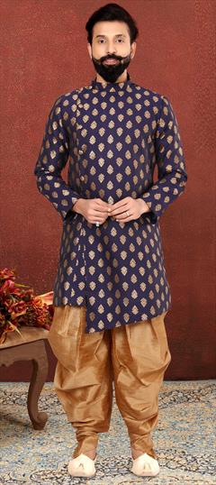 Blue color IndoWestern Dress in Jacquard fabric with Weaving work : 1775967