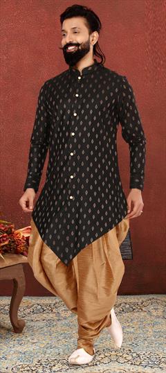 Black and Grey color IndoWestern Dress in Cotton fabric with Weaving work : 1775983