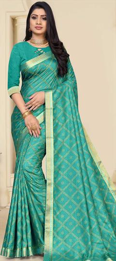 Casual, Traditional Blue color Saree in Art Silk, Silk fabric with South Bandhej, Foil Print work : 1776477
