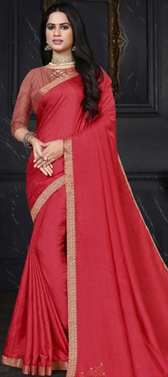 Traditional Pink and Majenta color Saree in Art Silk, Silk fabric with South Embroidered, Thread, Zari work : 1776533