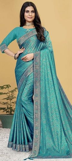 Festive, Party Wear Blue color Saree in Lycra fabric with Classic Border work : 1776726