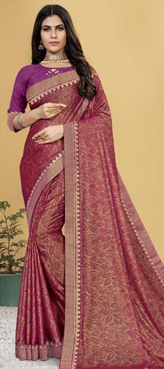 Festive, Party Wear Purple and Violet color Saree in Lycra fabric with Classic Border work : 1776729