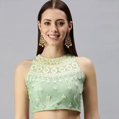 Green color Blouse in Lycra, Net fabric with Embroidered, Resham, Stone, Thread work : 1776923