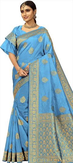 Traditional Blue color Saree in Art Silk, Silk fabric with South Sequence work : 1777294