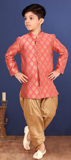 Pink and Majenta color Boys Indo-Western in Jacquard fabric with Weaving work : 1777304