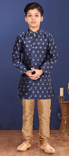 Blue color Boys Kurta Pyjama in Jacquard fabric with Weaving work : 1777306