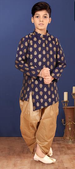 Blue color Boys Indo-Western in Jacquard fabric with Weaving work : 1777315