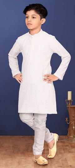 Pink and Majenta color Boys Kurta Pyjama in Georgette fabric with Embroidered, Resham, Thread work : 1777327