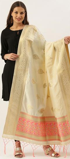 Casual Beige and Brown color Dupatta in Banarasi Silk fabric with Weaving work : 1777466