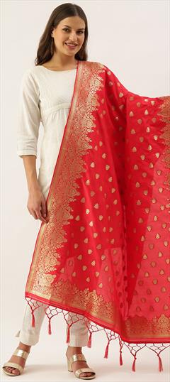 Casual Red and Maroon color Dupatta in Banarasi Silk fabric with Weaving work : 1777470