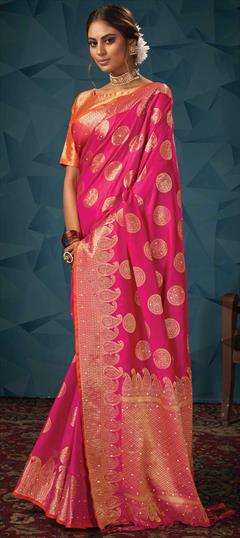 Traditional Pink and Majenta color Saree in Art Silk, Silk fabric with South Stone, Weaving work : 1778198