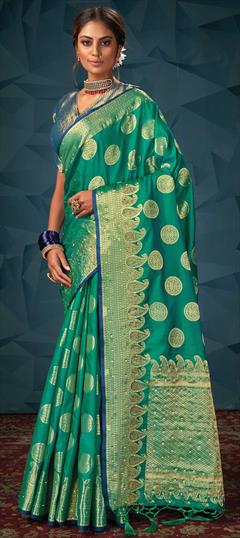 Traditional Blue color Saree in Art Silk, Silk fabric with South Stone, Weaving work : 1778201