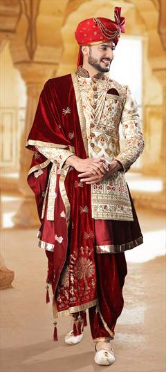 Beige and Brown color IndoWestern Dress in Art Silk, Silk fabric with Embroidered, Thread, Zari work : 1779594