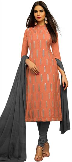 Casual, Party Wear Pink and Majenta color Salwar Kameez in Cotton fabric with Churidar, Straight Embroidered, Sequence, Thread work : 1779767