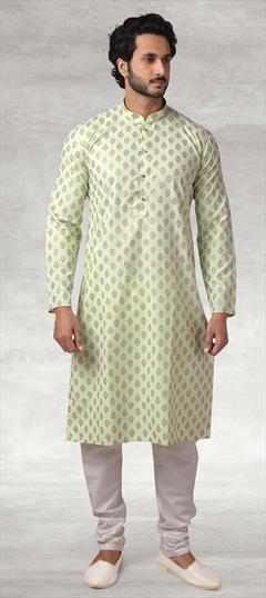 Green color Kurta Pyjamas in Cotton fabric with Printed work : 1780890