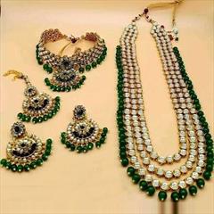 Green, White and Off White color Bridal Jewelry in Metal Alloy studded with Kundan & Gold Rodium Polish : 1782241