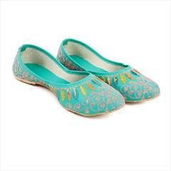 Blue color Women Shoes in Synthetic fabric with Embroidered, Sequence, Thread work : 1785084