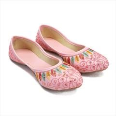 Pink and Majenta color Women Shoes in Synthetic fabric with Embroidered, Sequence, Thread work : 1785086