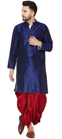 Blue color Dhoti Kurta in Dupion Silk fabric with Thread work : 1785469