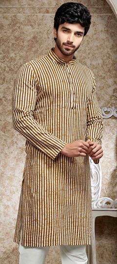 Beige and Brown color Kurta in Cotton fabric with Printed work : 1785566