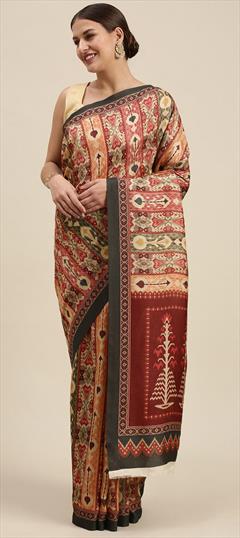 Casual, Traditional Multicolor color Saree in Pashmina fabric with Bengali Printed work : 1788049