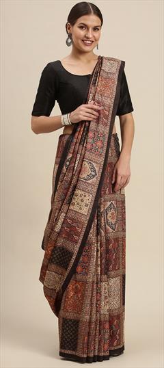 Casual, Traditional Multicolor color Saree in Pashmina fabric with Bengali Printed work : 1788053
