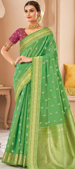 Traditional Blue color Saree in Art Silk, Silk fabric with South Weaving work : 1789288