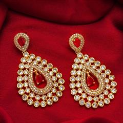 Gold color Earrings in Metal Alloy studded with American Diamond, Kundan & Gold Rodium Polish : 1790212