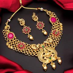 Multicolor color Necklace in Metal Alloy studded with Kundan & Gold Rodium Polish : 1790262
